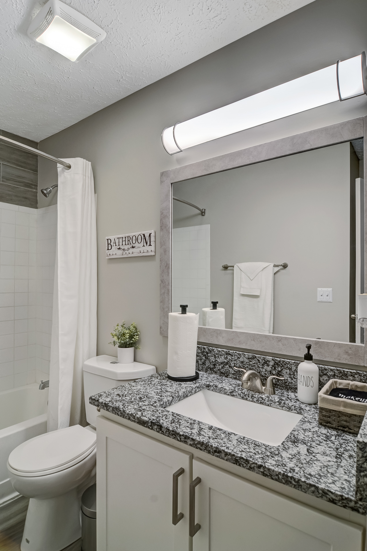 Bathroom with grainte countertops